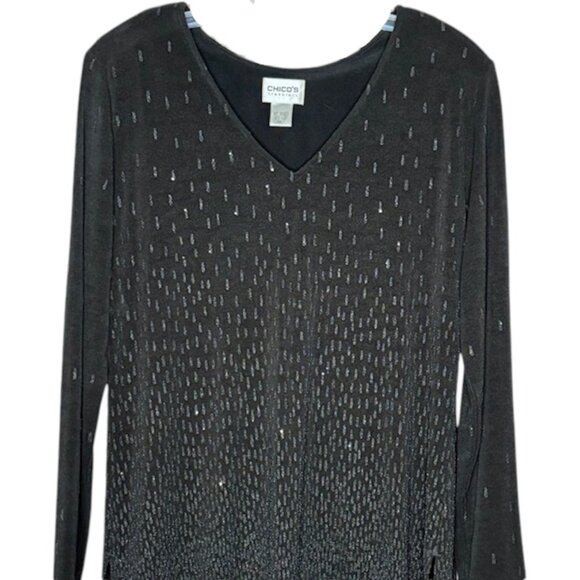 Chico's Travelers Beaded Evening Gala Tunic/Pants - Black - US 8 - Picture 3 of 16